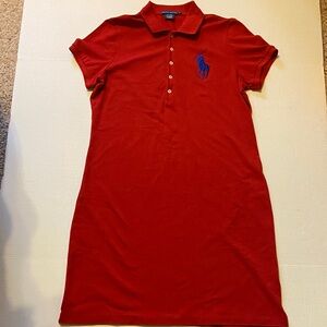 Ralph Lauren Cotton Mesh Polo Dress Size XL Red